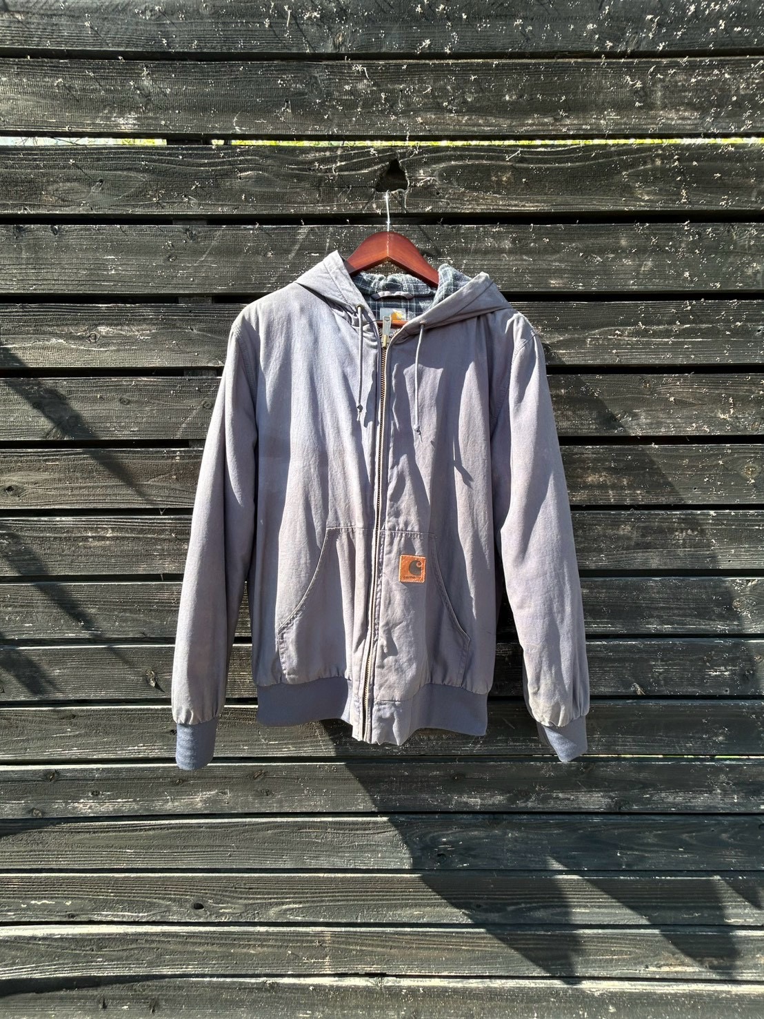Carhartt カーハート フルジップ フードジャケット M 裏地チェック フェード